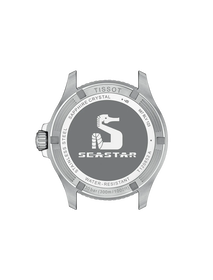 Back view of the watch case Tissot Seastar 1000 GMT 40mm