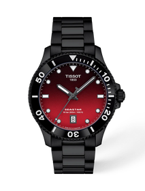 Front view of the watch Tissot Seastar 1000 40mm with shadow