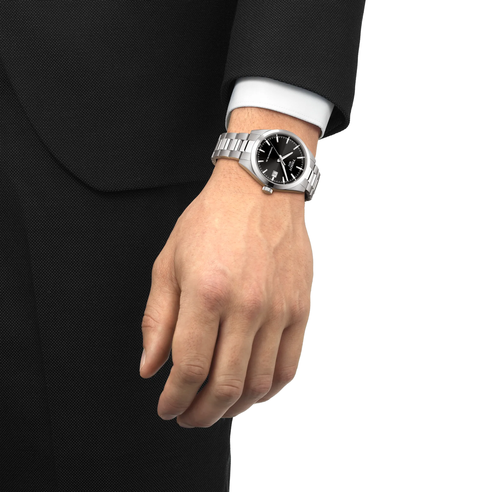 Simulation of the watch Tissot Gentleman 38mm on a wrist