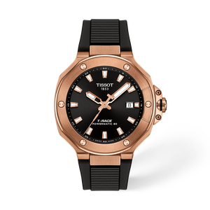 Front view of the watch Tissot T-Race 41mm with shadow