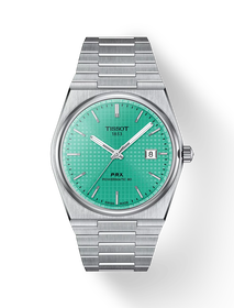 Front view of the watch Tissot PRX 40mm with shadow
