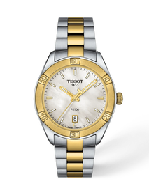 Front view of the watch Tissot PR 100 Sport Chic 36mm with shadow