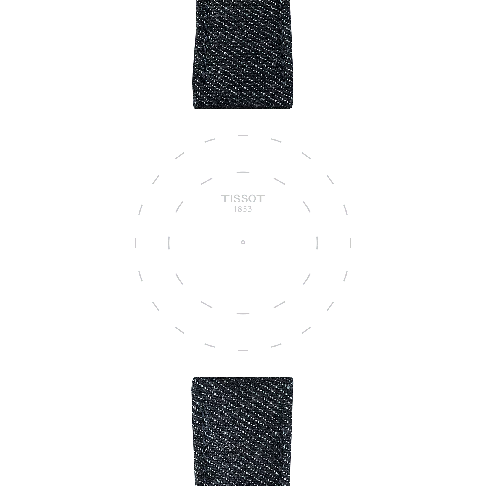 Focus on the lugs of Tissot mavi tekstil kayış boynuz aralığı 22 mm 