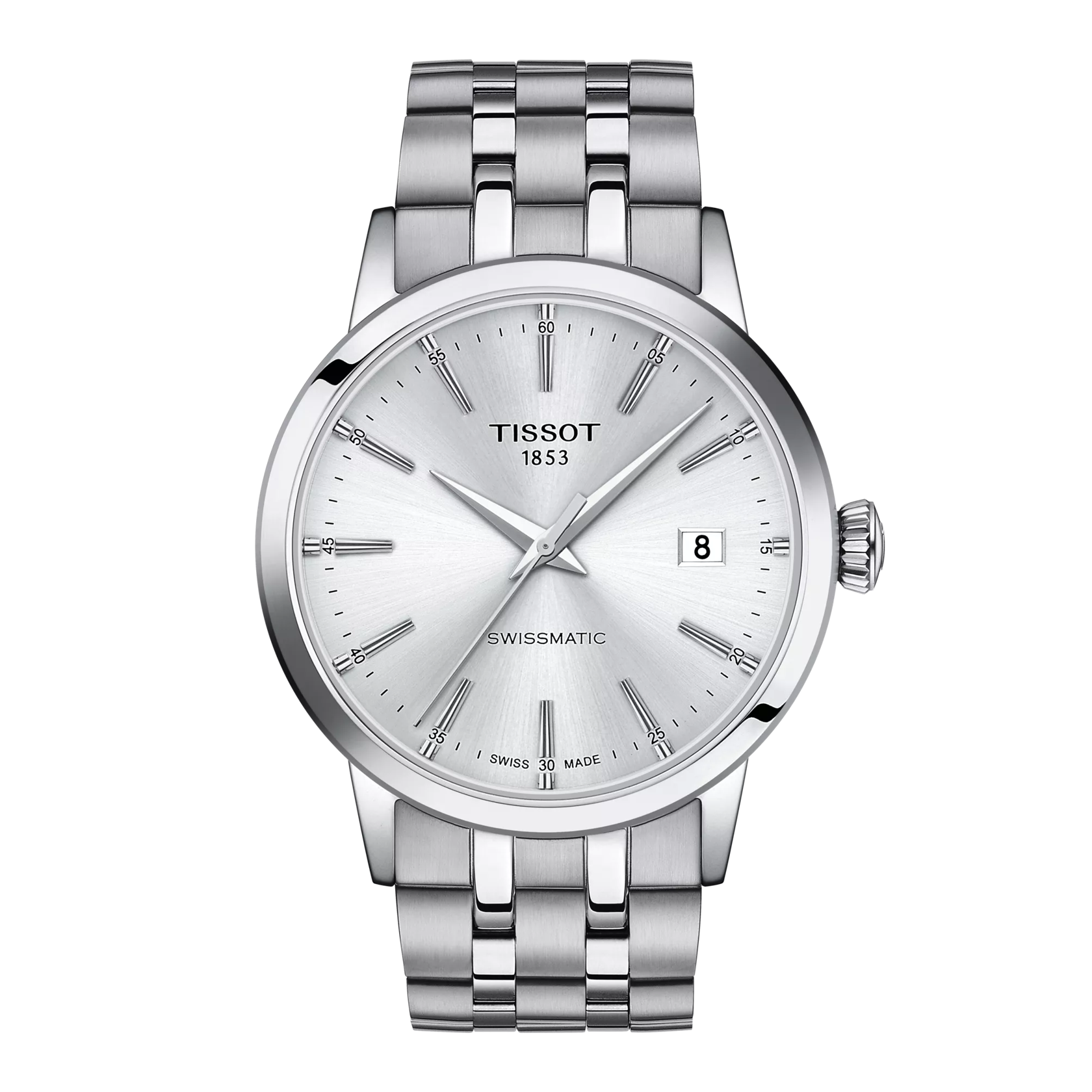 Front view of the watch Tissot Classic Dream Swissmatic