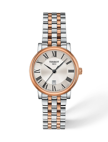 Front view of the watch Tissot Carson Premium 30mm with shadow