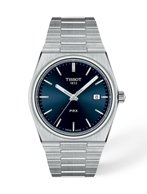 Front view of the watch Tissot PRX 40mm with shadow
