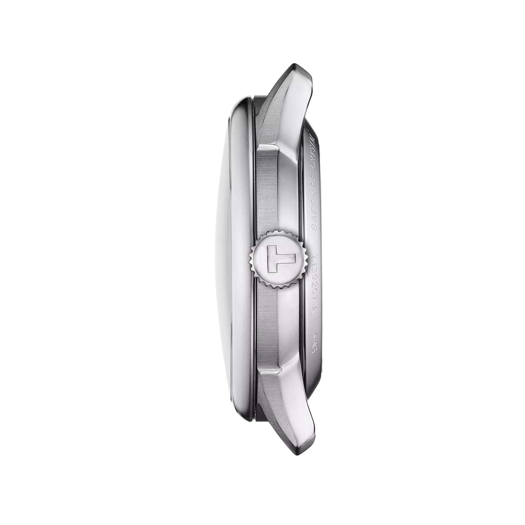 Profile view of the watch case Tissot Chemin des Tourelles Powermatic 80 34 mm