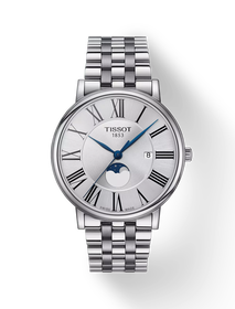 Front view of the watch Tissot Carson Premium 40mm with shadow