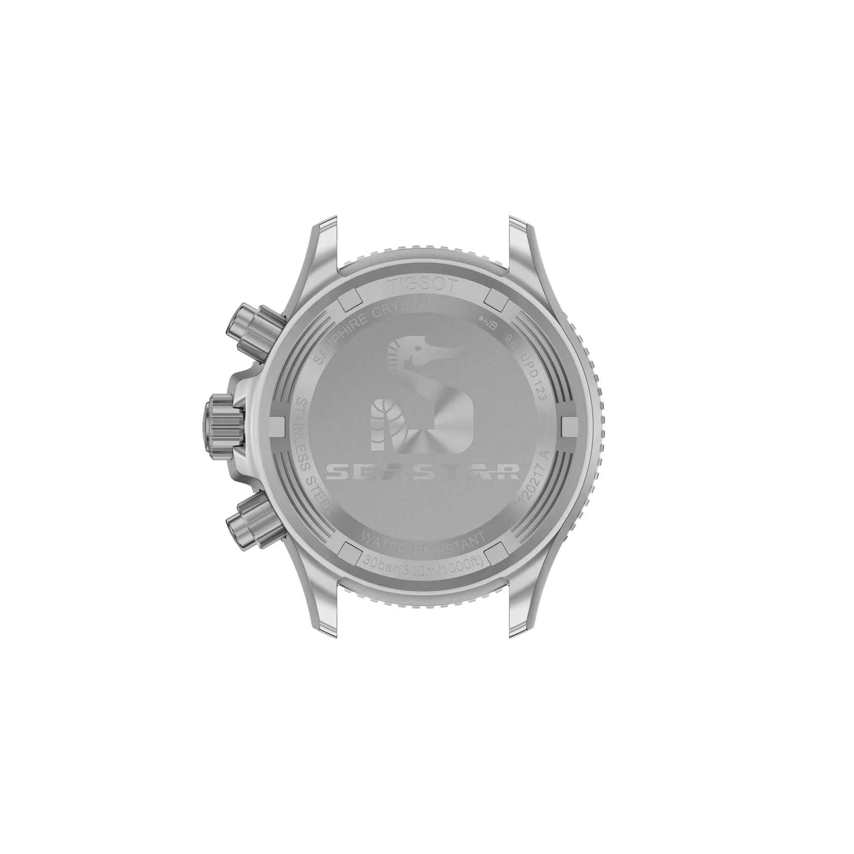 R&uuml;ckansicht des Geh&auml;uses der Uhr Tissot Seastar 1000 38mm