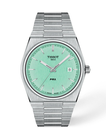 Front view of the watch Tissot PRX 40mm with shadow