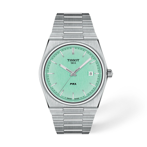 Front view of the watch Tissot PRX 40mm with shadow
