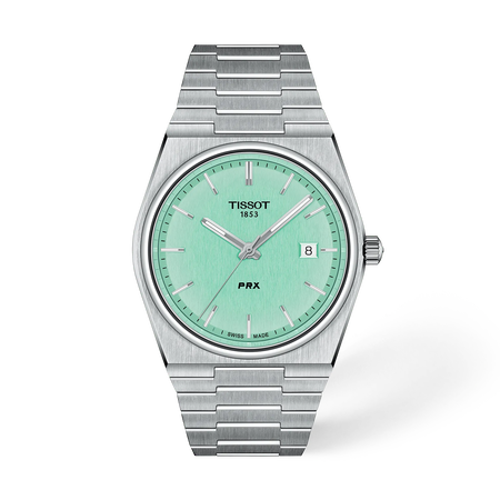 Front view of the watch Tissot PRX 40mm with shadow