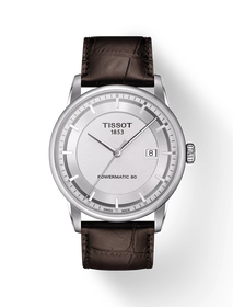 Front view of the watch Tissot Luxury Powermatic 80 with shadow