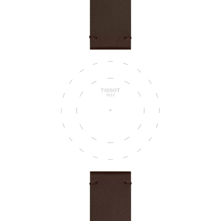 Enfoque en las asas de Correa oficial Tissot sint&eacute;tica marr&oacute;n 20 mm