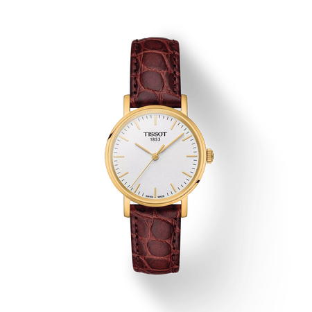 Front view of the watch Tissot Everytime 30mm with shadow