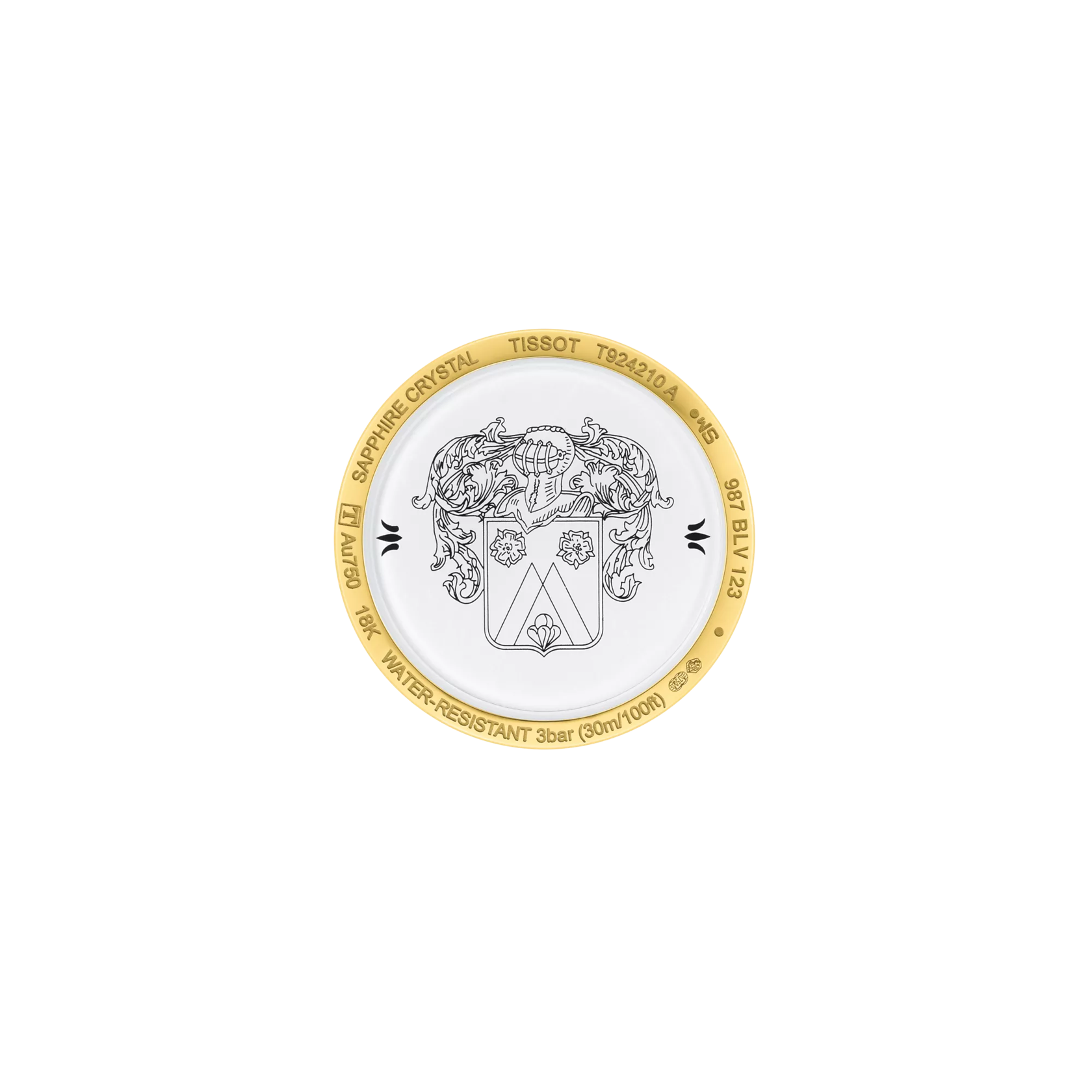 Vista posterior de la caja del reloj Tissot Fascination Lady 18K Gold