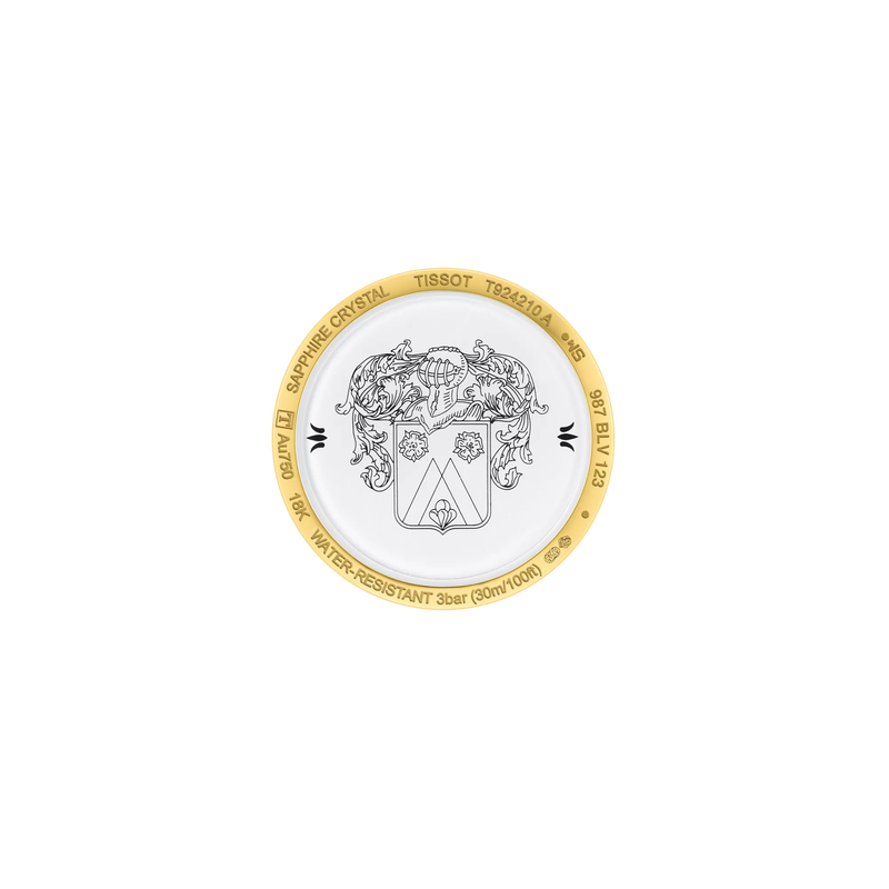 Vista posterior de la caja del reloj Tissot Fascination Lady 18K Gold