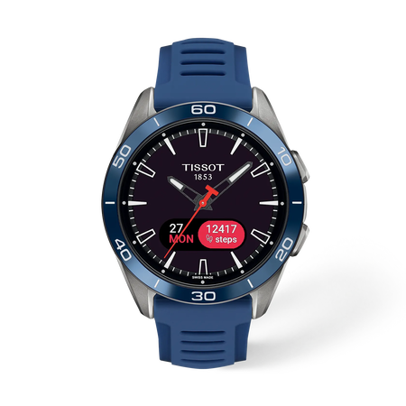 Front view of the watch Tissot T-Touch Connect Sport 43.75mm with shadow