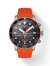 Front view of the watch Tissot Seastar 1000 Chronograph with shadow
