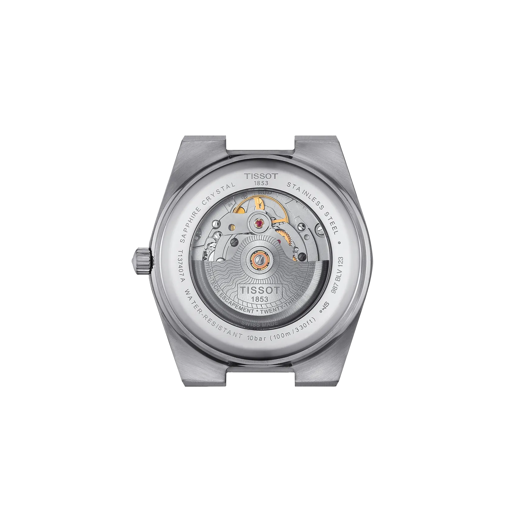 Back view of the watch case Tissot PRX 40mm