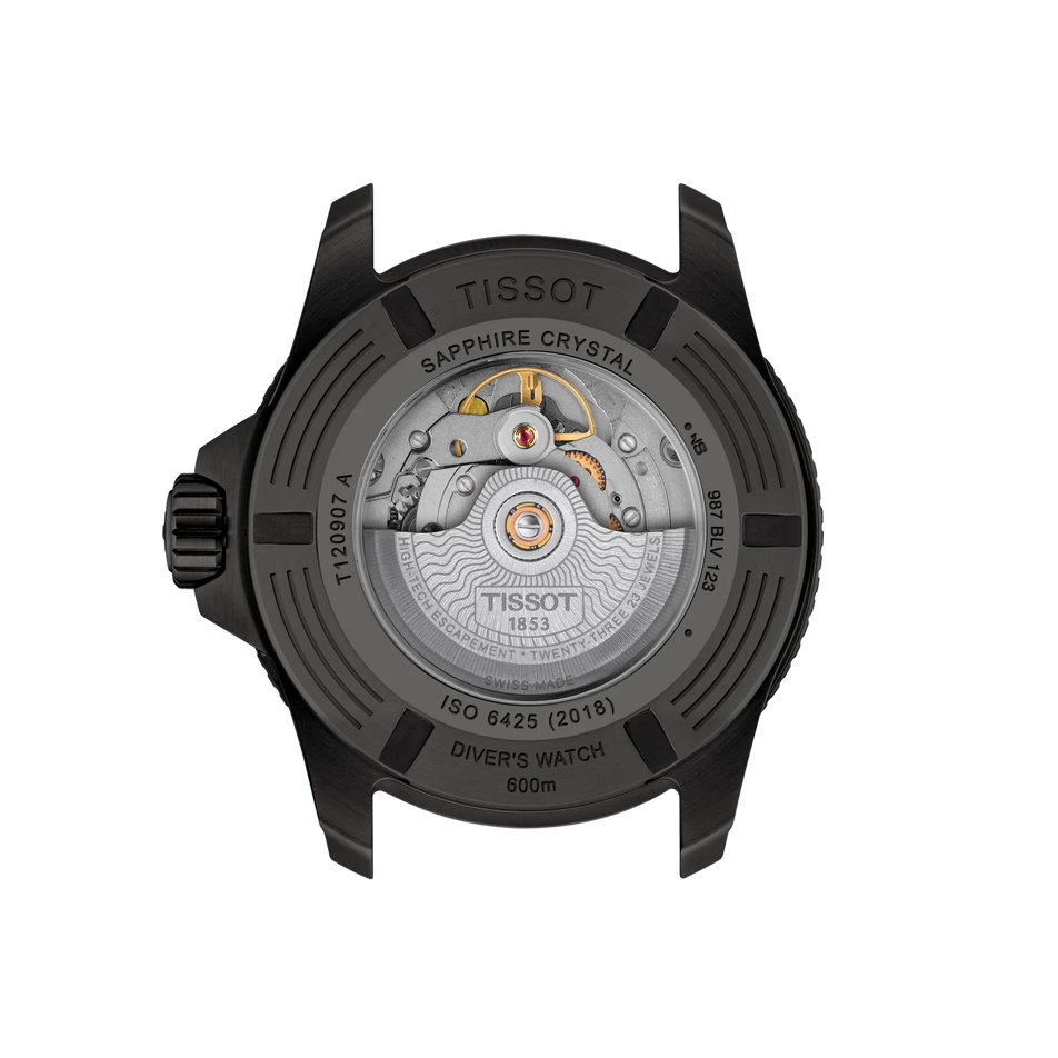 Rückansicht des Gehäuses der Uhr Tissot Seastar 2000 44mm