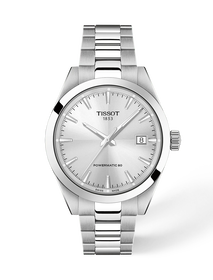 Front view of the watch Tissot Gentleman 38mm with shadow