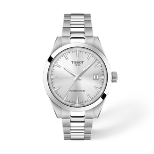 Front view of the watch Tissot Gentleman 38mm with shadow