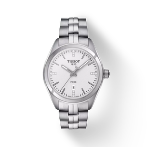 Front view of the watch Tissot PR 100 Lady with shadow