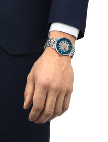 Simulation of the watch Tissot Chemin des Tourelles Skeleton 39mm on a wrist