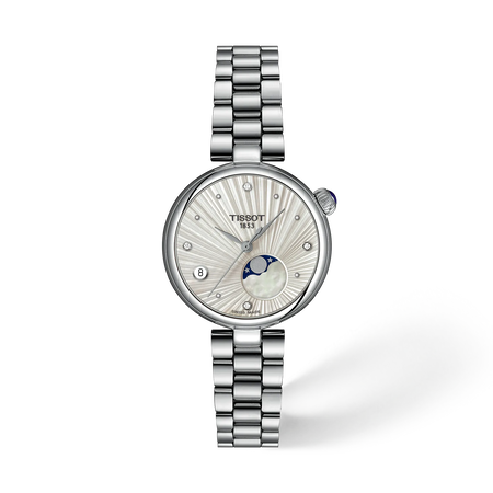 Front view of the watch Tissot D&eacute;sir 29.6mm with shadow