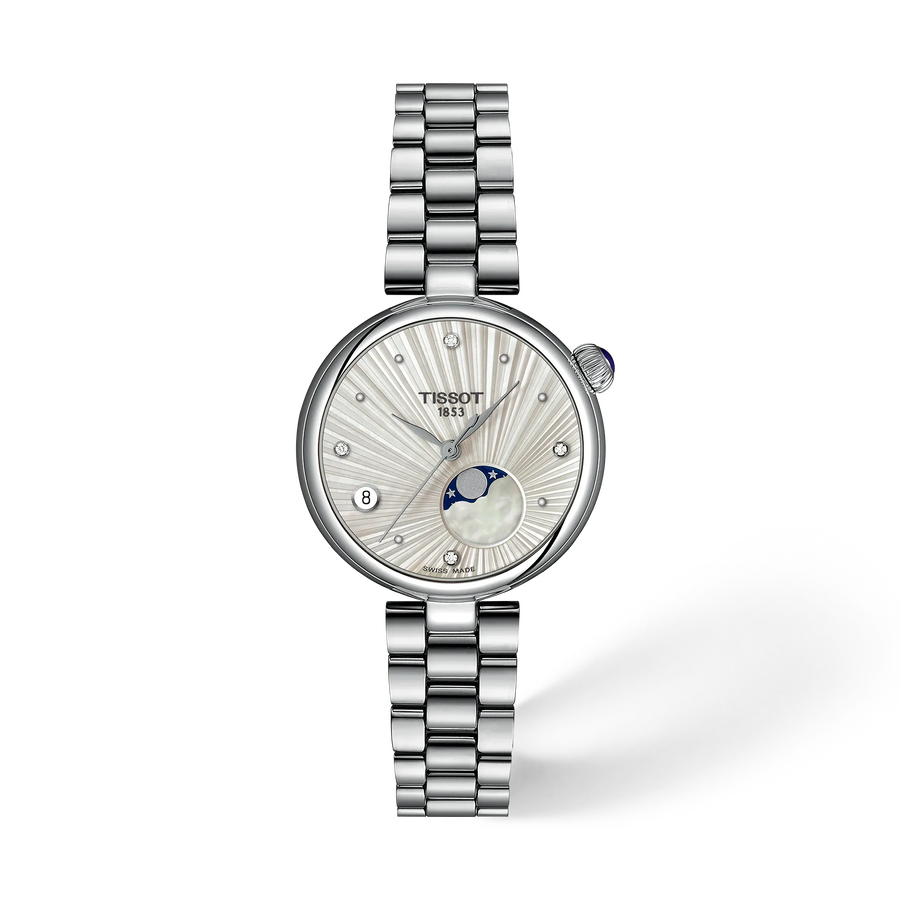 Front view of the Tissot Désir 29.6mm with silver dial