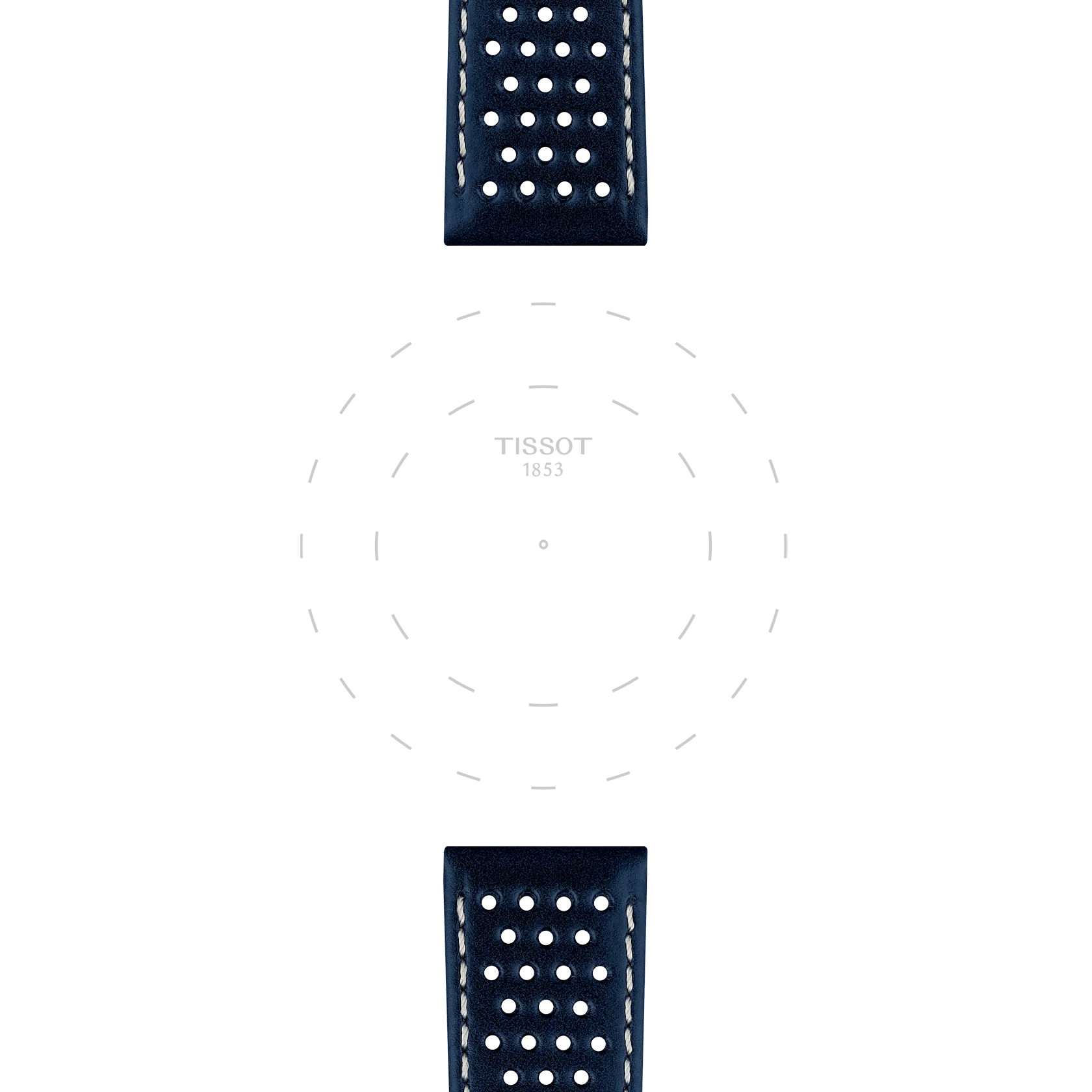 Focus on the lugs of Tissot Official Blue Leather Strap Lugs 20 mm