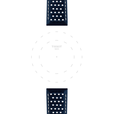 Focus on the lugs of Tissot Official Blue Leather Strap Lugs 20 mm