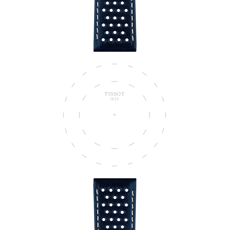 Focus on the lugs of Tissot Official Blue Leather Strap Lugs 20 mm