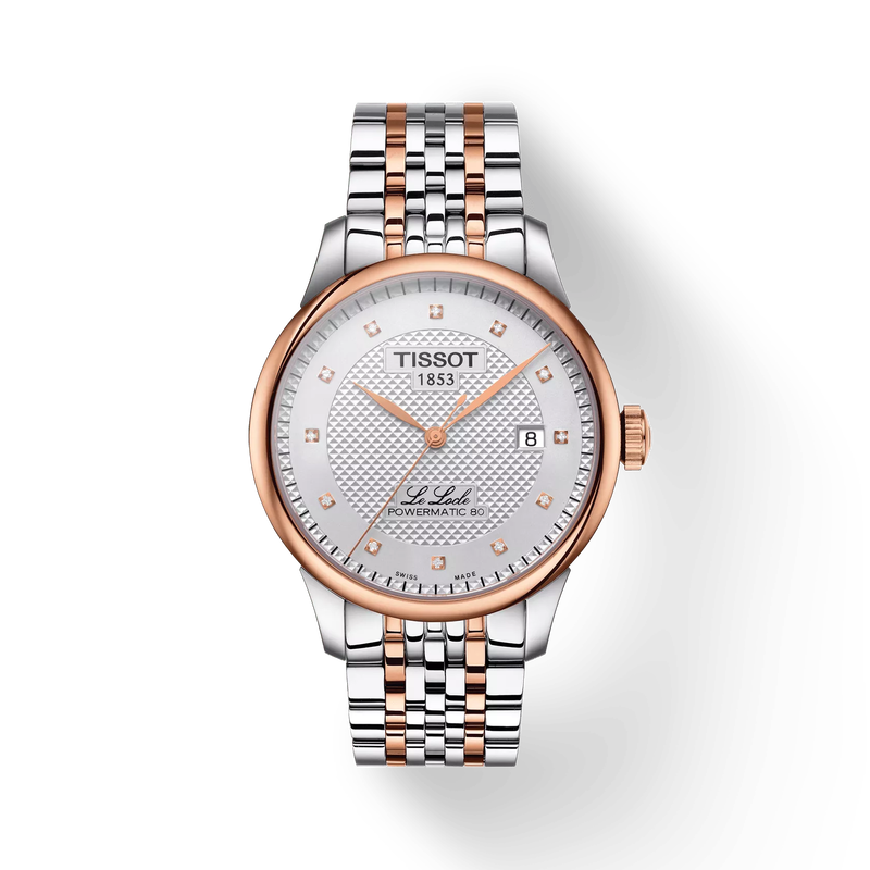 Vista frontal del reloj Tissot Le Locle Powermatic 80 con sombra