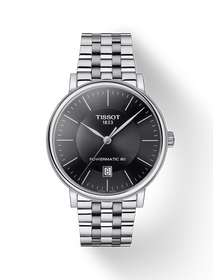Front view of the watch Tissot Carson Premium 40mm with shadow