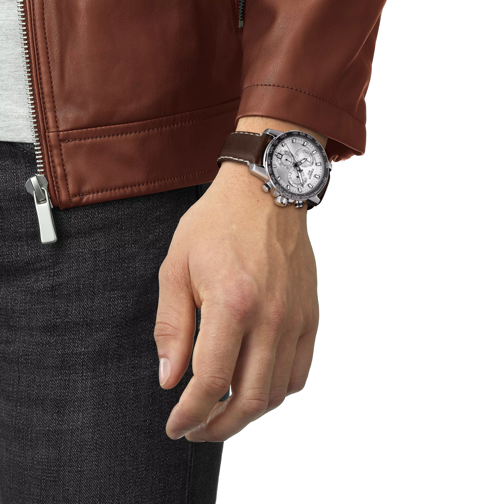 Simulation of the watch Tissot Supersport Chrono on a wrist