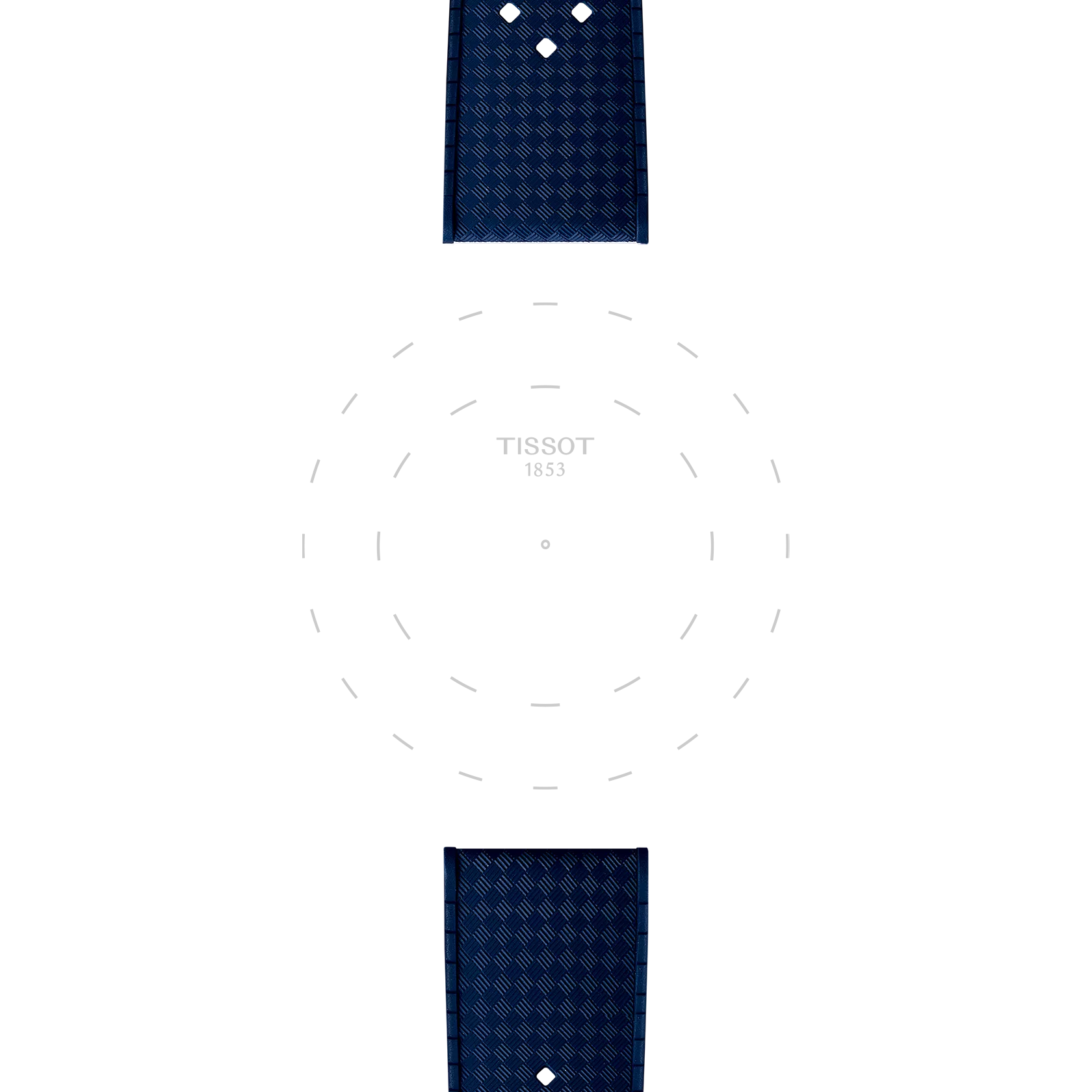 Focus on the lugs of Tissot Official Blue Rubber Strap Lugs 20 mm