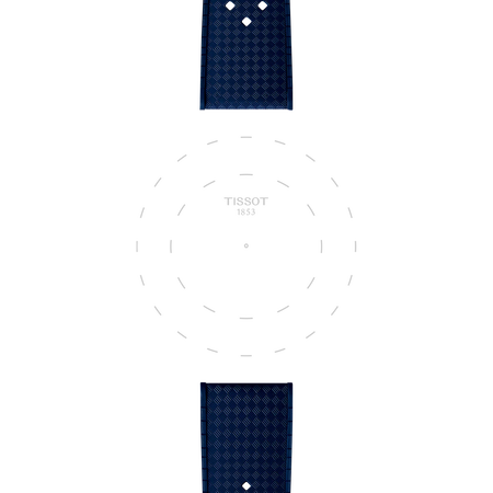 Focus on the lugs of Tissot Official Blue Synthetic Strap Lugs 20mm