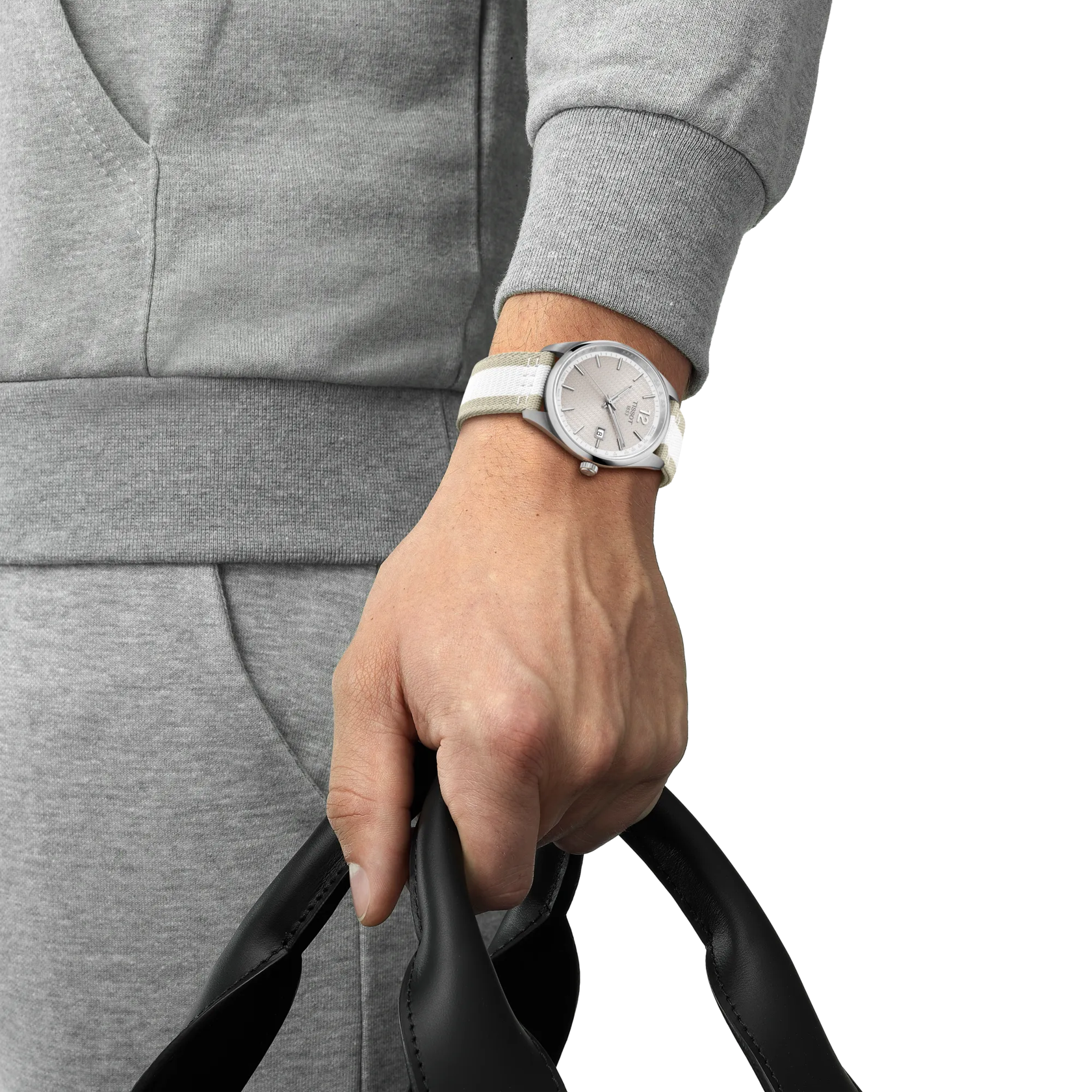 Simulation of the watch Tissot PR 100 40mm on a wrist