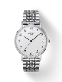 Front view of the watch Tissot Everytime 38mm with shadow