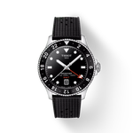 Front view of the watch 天梭海星系列1000 GMT款 40mm with shadow