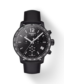 มุมมองด้านหน้าของนาฬิกา Tissot Quickster Chronograph พร้อมเงา