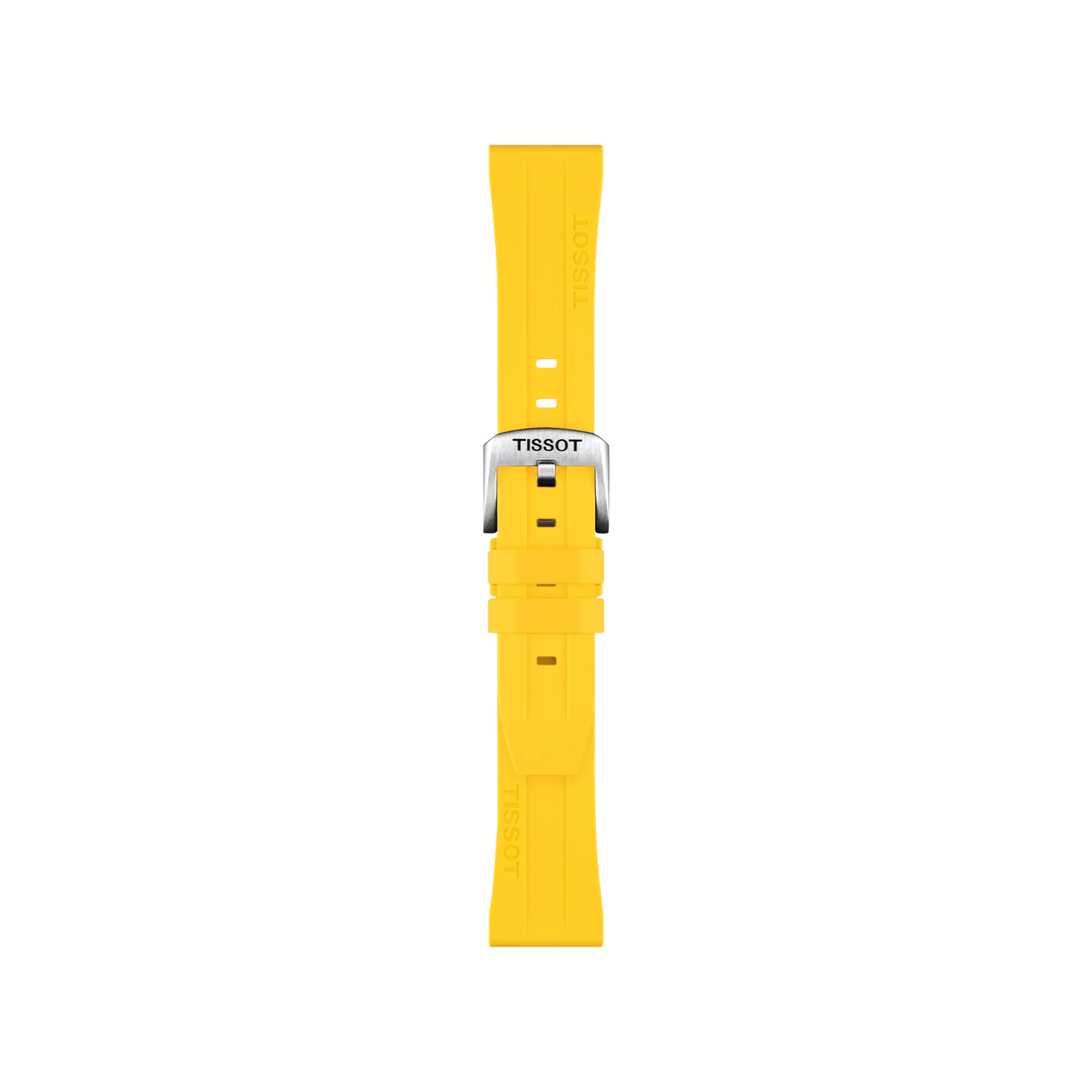Front view of Tissot Official Yellow Silicone Strap Lugs 20 mm