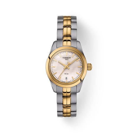 Front view of the watch Tissot PR 100 Lady Small with shadow