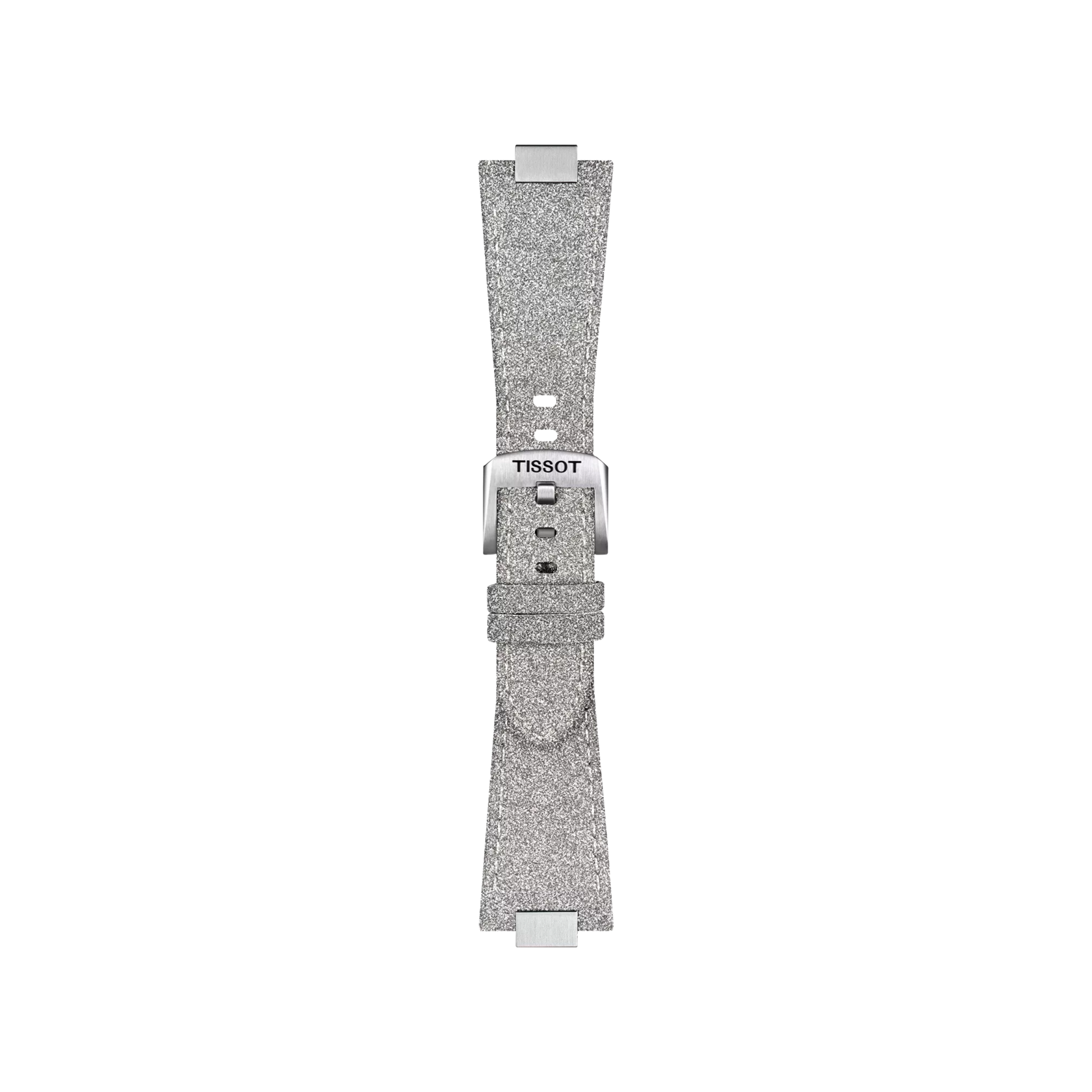 Front view of Tissot Official Grey PRX 35mm Synthetic Strap