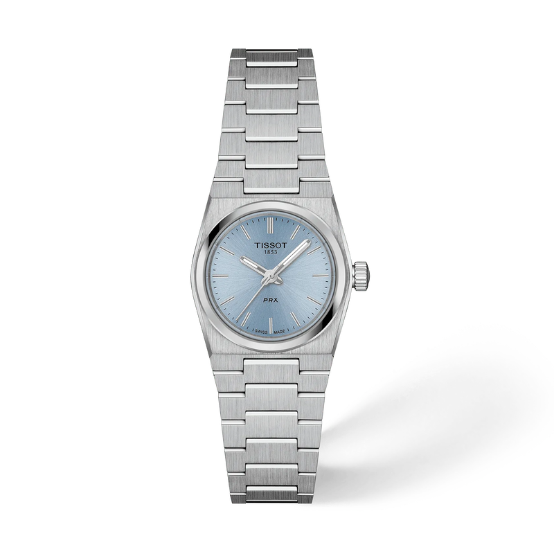 Front view of the watch Tissot PRX 25mm with shadow