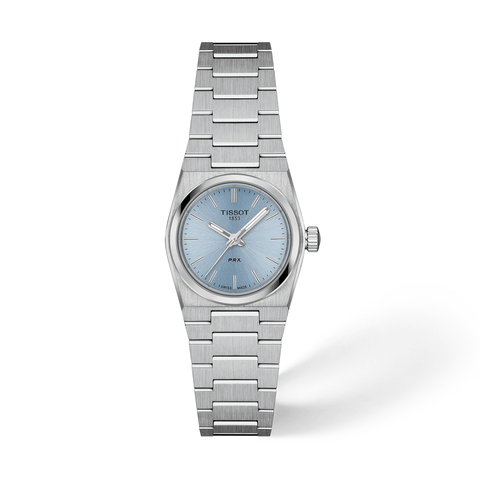 Front view of the watch Tissot PRX 25mm with shadow