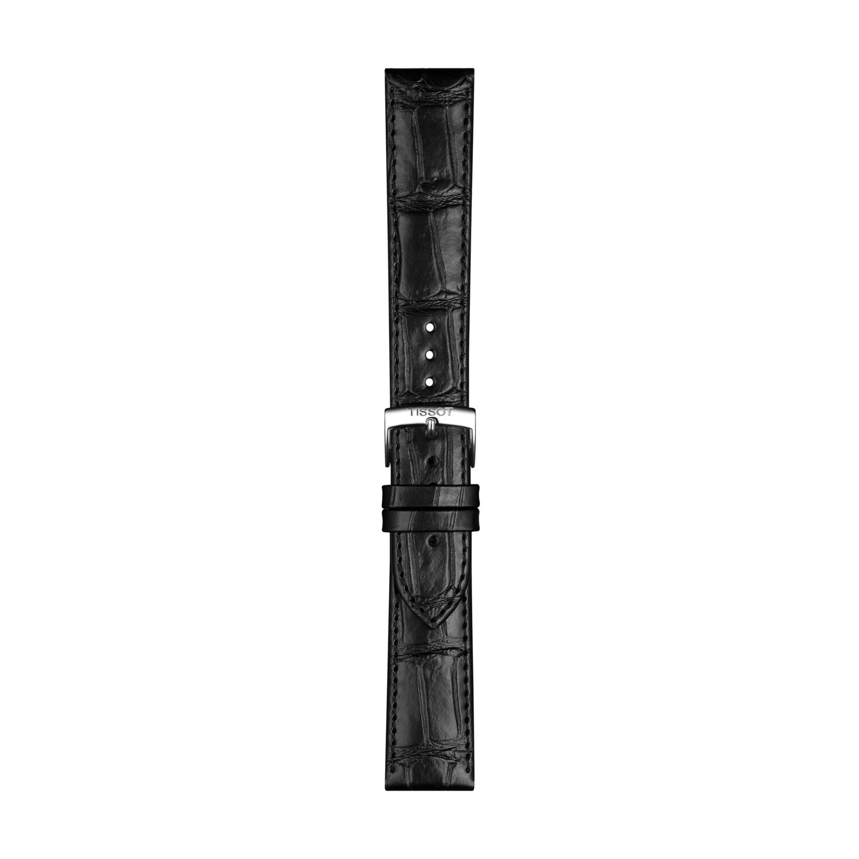 티쏘 정품 블랙 레더 스트랩 러그 20 mm 의 전면 뷰