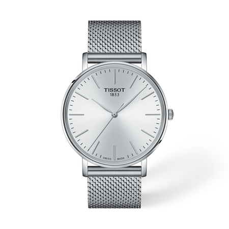 Front view of the watch Tissot Everytime 40mm with shadow
